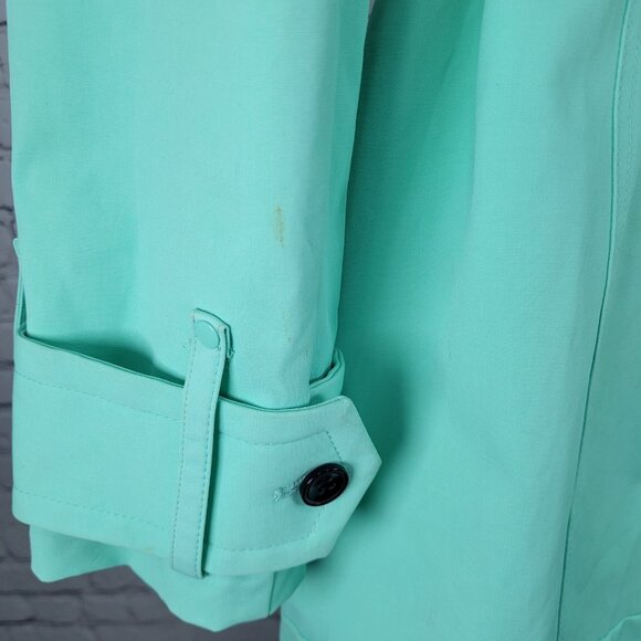 New York & Company Green Belted Double Breasted Trench Pea Coat Jacket Large L - Picture 6 of 16